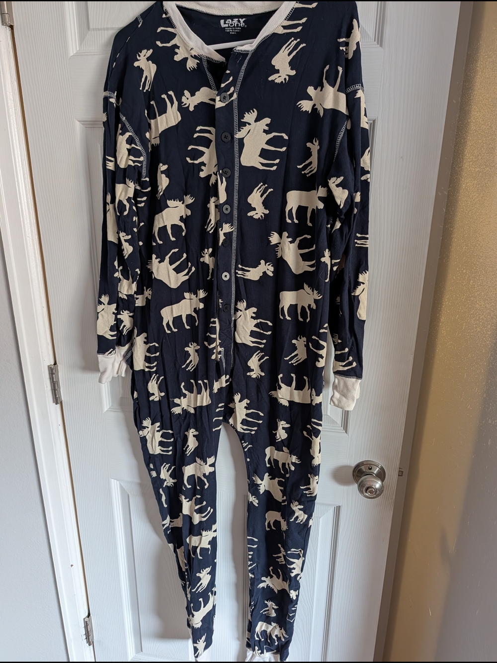 Lazy One Navy Blue Tee with White Tag Print